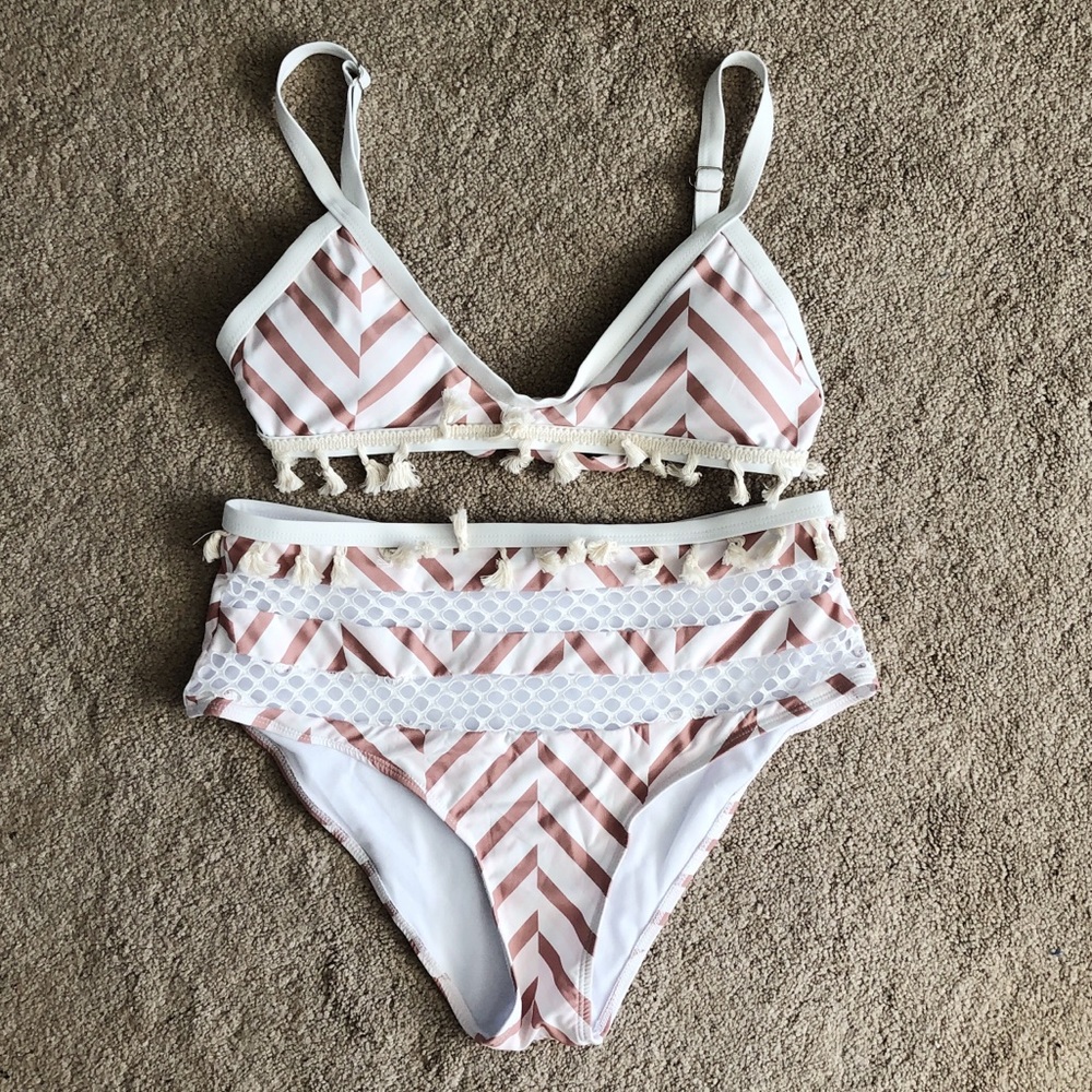 High Waisted Tassel Bikini